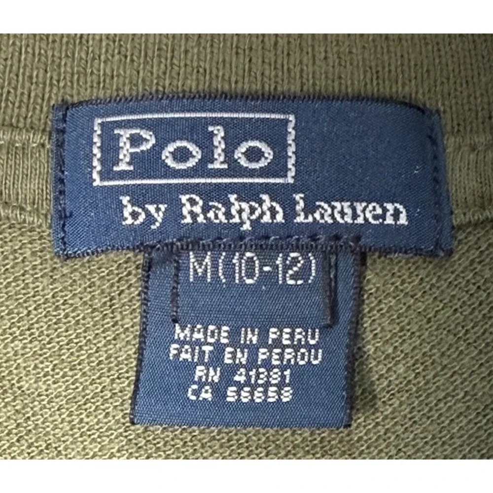 Polo Ralph‎ Lauren Polo Shirt Youth Knit Striped Colorblock Green Large 10-12